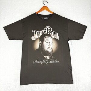 Jelly Roll Beautifully‎ Broken Graphic T Shirt Men's L Brown Short Sleeve